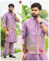 Malay Satin Silk Nehru Jacket Embroidered Kurta Pajama - MYLUXURY LANE ENTERPRISE