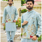 Malay Satin Silk Nehru Jacket Embroidered Kurta Pajama - MYLUXURY LANE ENTERPRISE