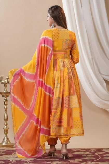 Maslin Silk Gown With Dupatta