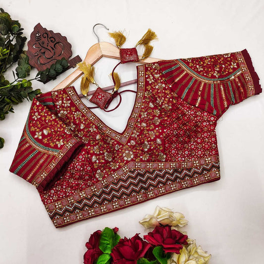 Milan Silk Readymade  Sequence Embroidery Blouse