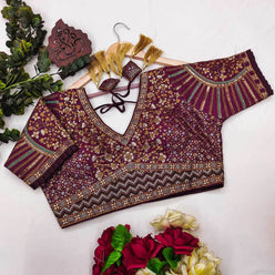 Milan Silk Readymade Sequence Embroidery Blouse - MYLUXURY LANE ENTERPRISE