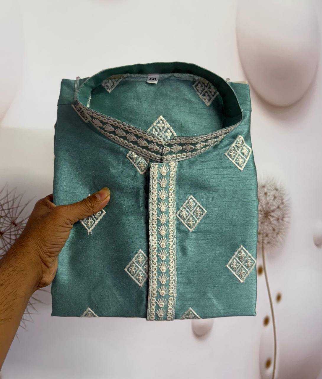 Mono Slub Mens Wear Embroidered Kurta