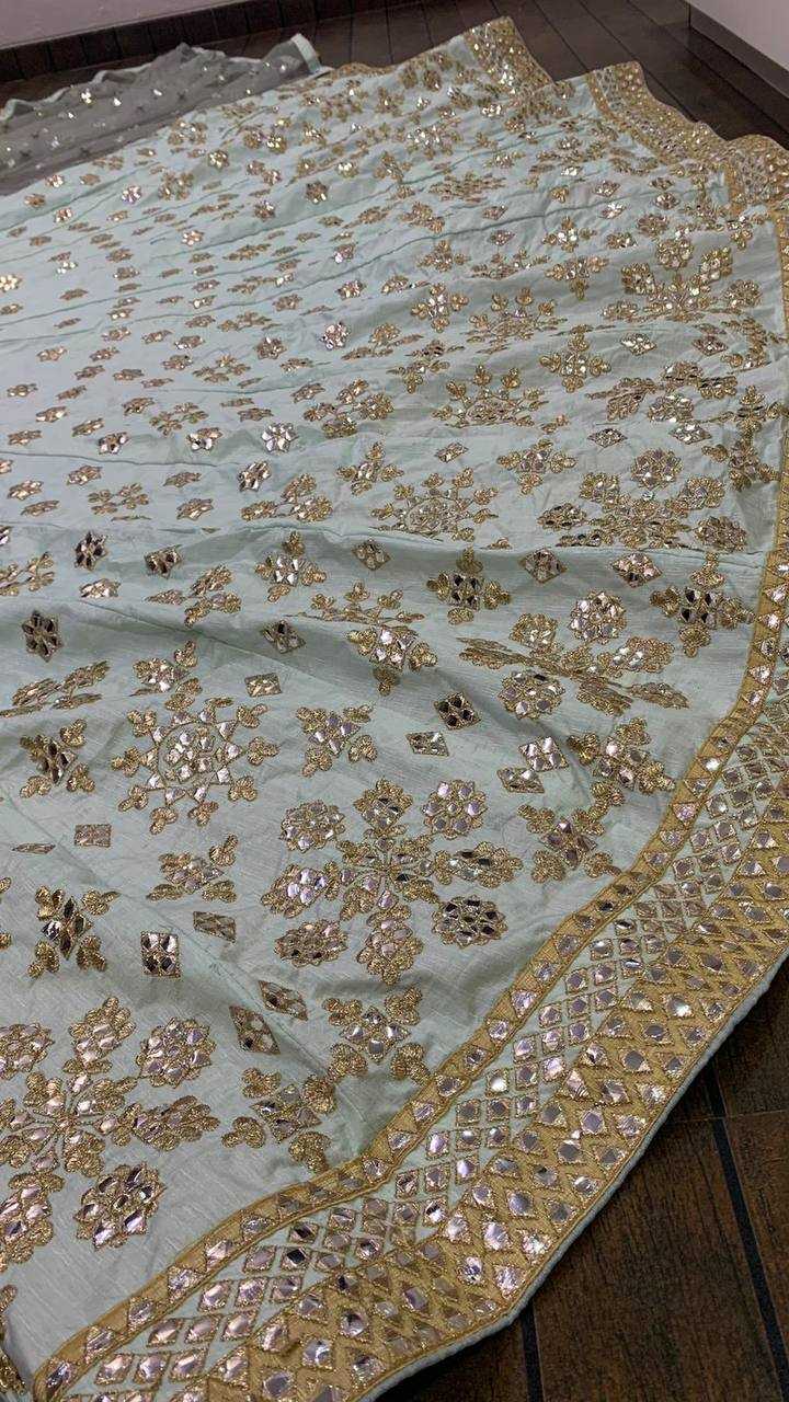 Mulberry Mirror Zari Work Lehenga for Festive Occasions