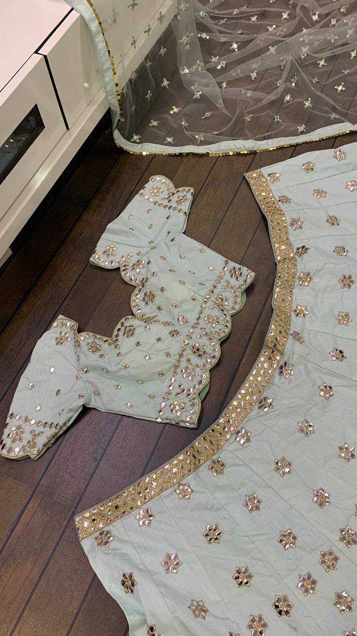 Mulberry Mirror Zari Work Lehenga for Festive Occasions