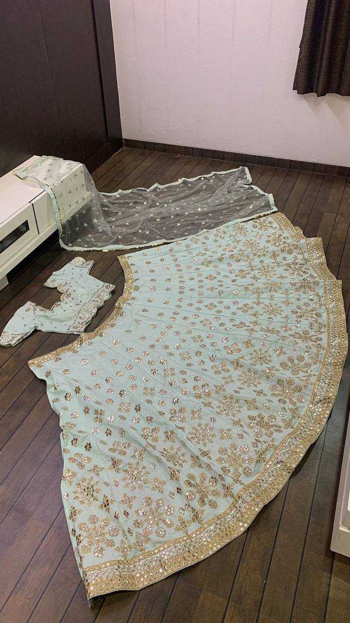 Mulberry Mirror Zari Work Lehenga for Festive Occasions