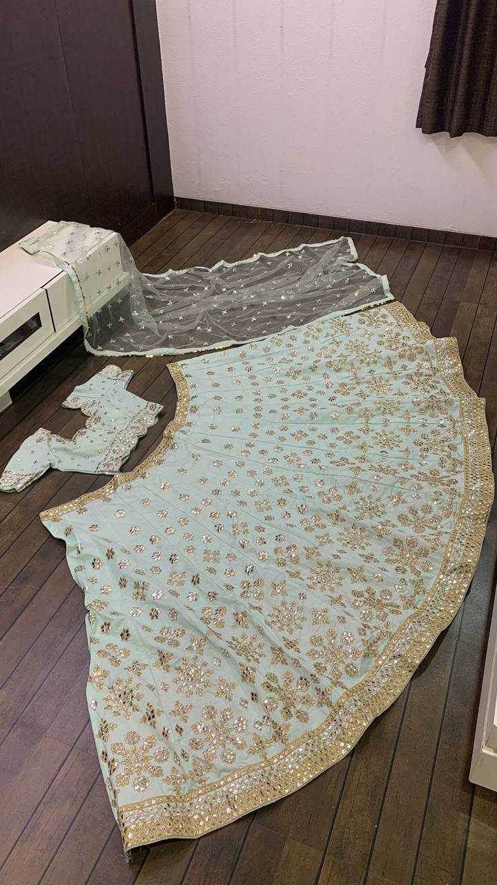 Mulberry Mirror Zari Work Lehenga for Festive Occasions - MYLUXURY LANE ENTERPRISE