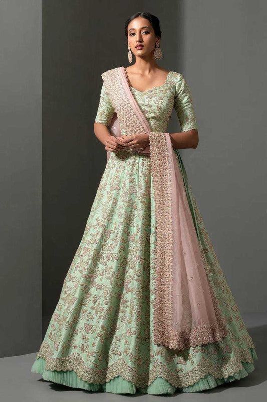 Mulberry Silk Thread Work Sequins Lehenga for Elegant Events