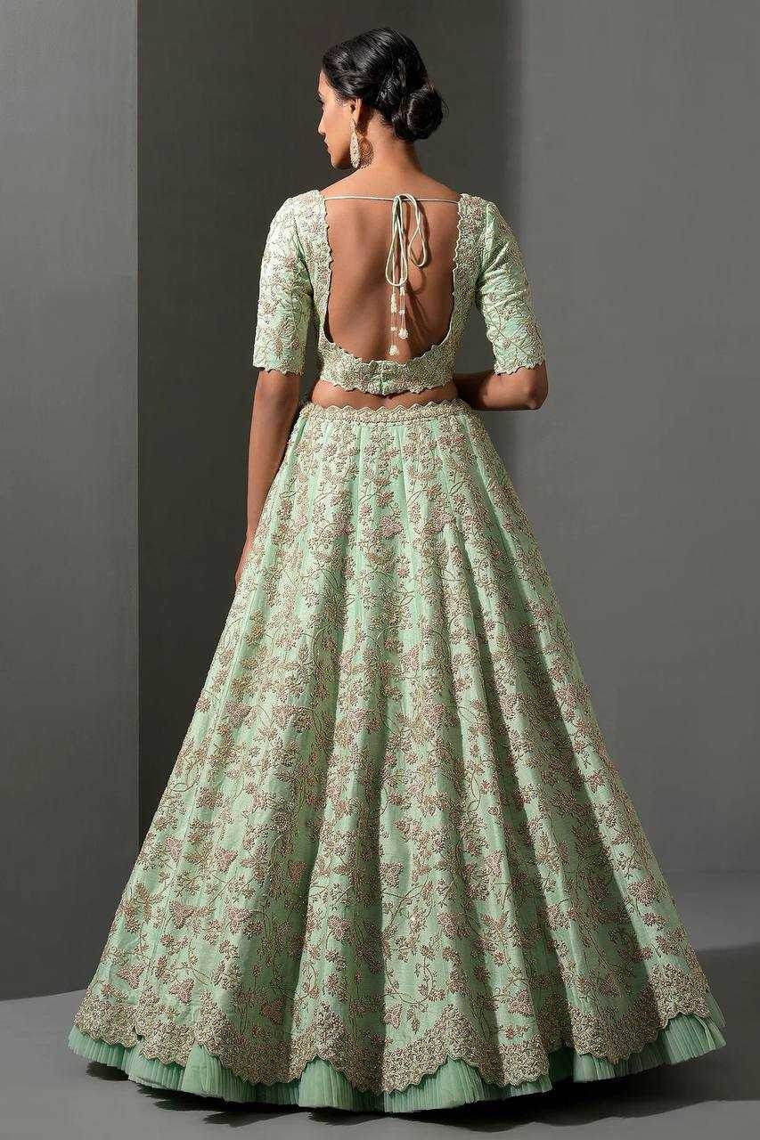 Mulberry Silk Thread Work Sequins Lehenga for Elegant Events - MYLUXURY LANE ENTERPRISE