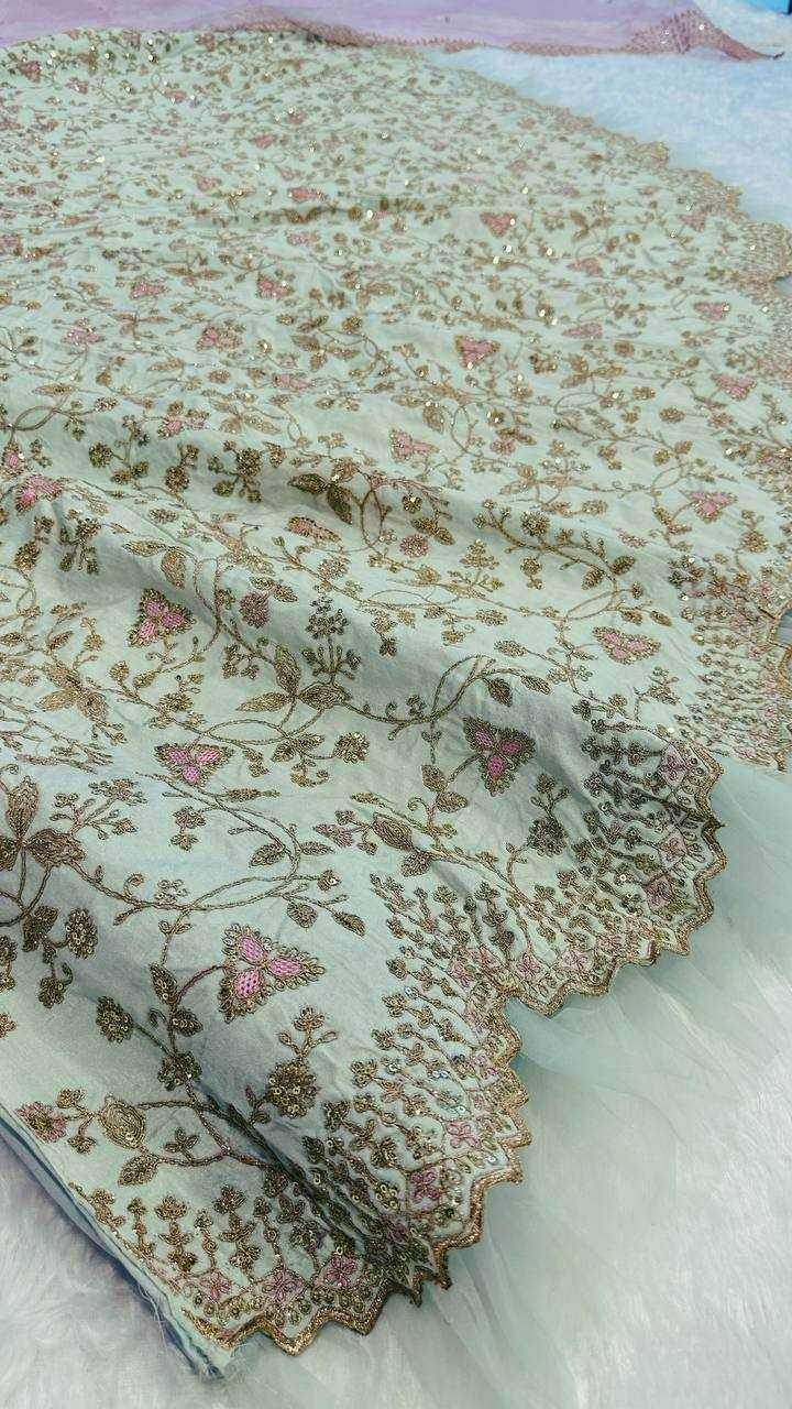 Mulberry Silk Thread Work Sequins Lehenga for Elegant Events - MYLUXURY LANE ENTERPRISE