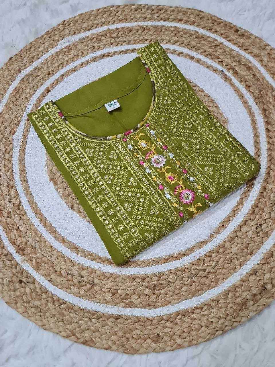 Muslin Cotton Embroidered Kurti - MYLUXURY LANE ENTERPRISE