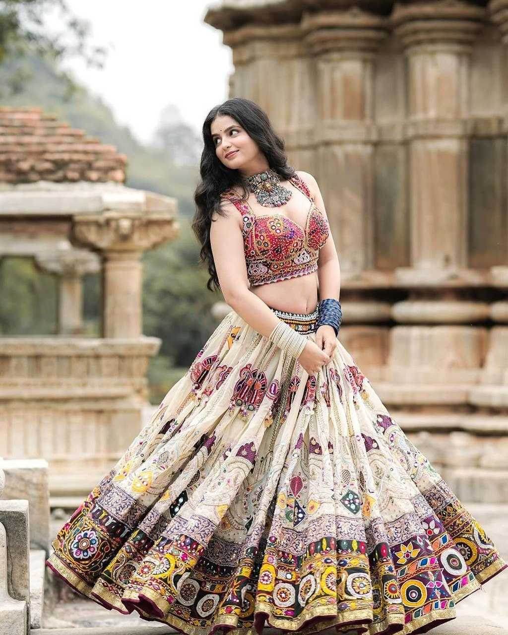 Muslin Cotton Mirror Work Lehenga with Elegant Design - MYLUXURY LANE ENTERPRISE