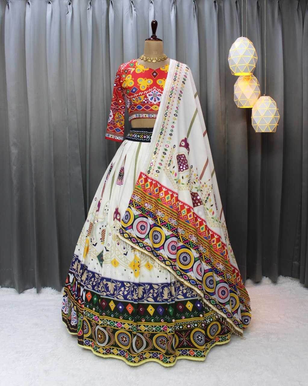 Muslin Cotton Mirror Work Lehenga with Elegant Design - MYLUXURY LANE ENTERPRISE