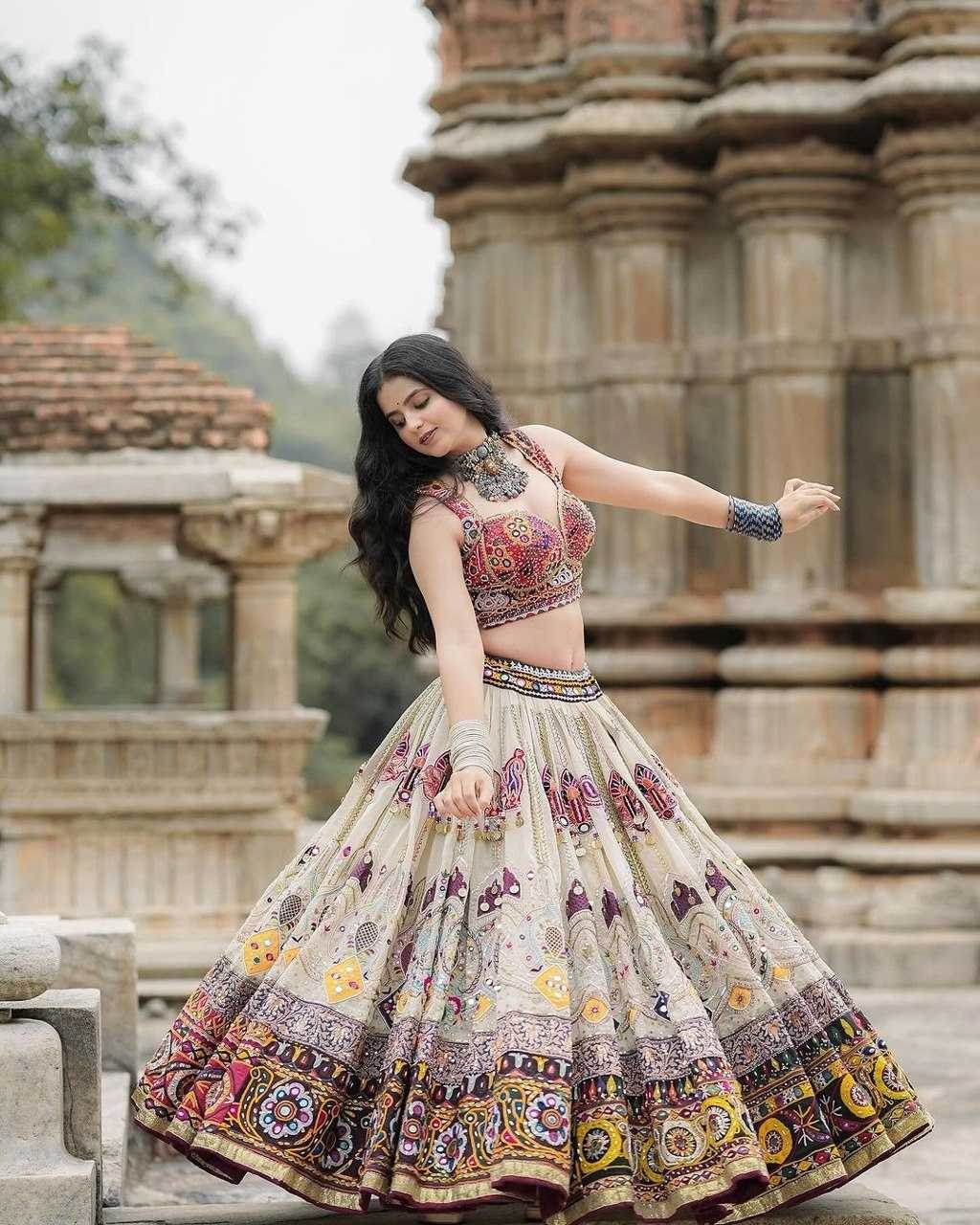 Muslin Cotton Mirror Work Lehenga with Elegant Design - MYLUXURY LANE ENTERPRISE