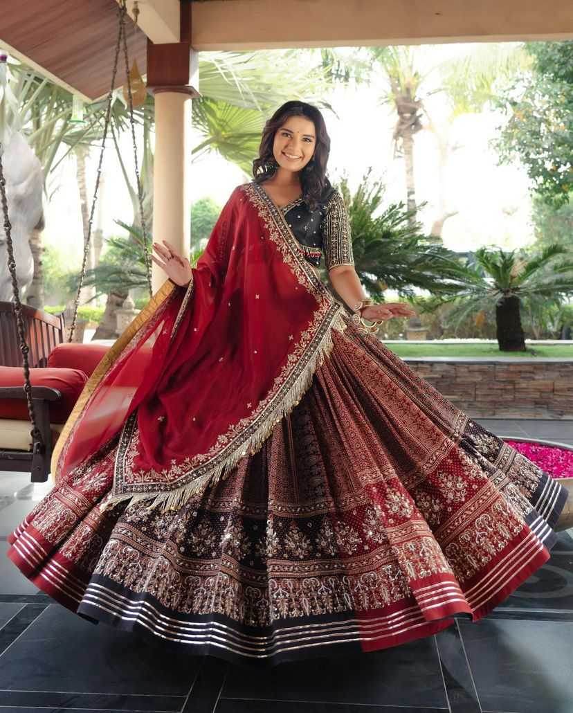Muslin Cotton Chaniya Choli Mirror Work Lehenga for Celebrations - MYLUXURY LANE ENTERPRISE