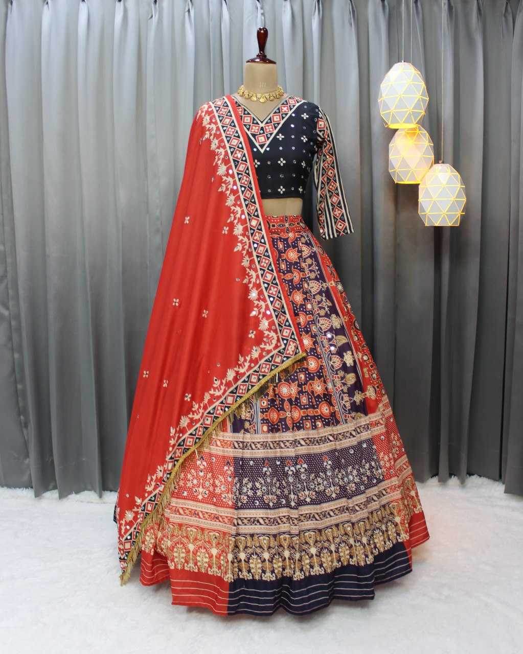 Muslin Cotton Chaniya Choli Mirror Work Lehenga for Celebrations - MYLUXURY LANE ENTERPRISE