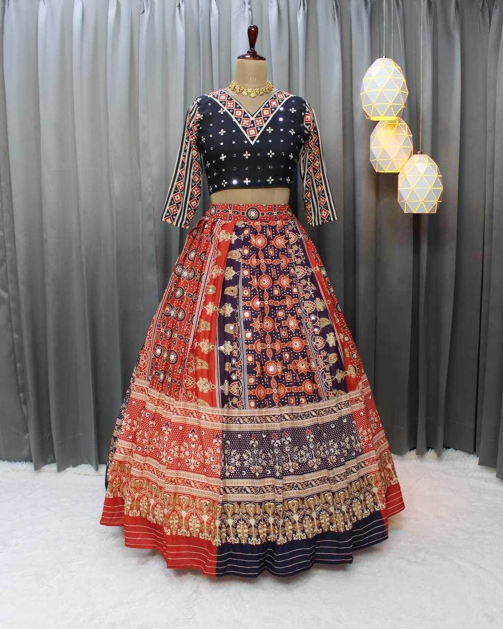 Muslin Cotton Chaniya Choli Mirror Work Lehenga for Celebrations - MYLUXURY LANE ENTERPRISE