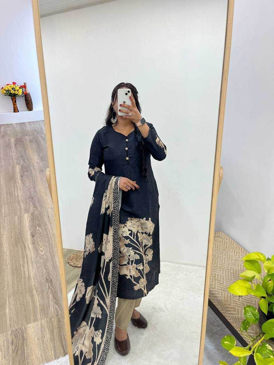 MUSLIN SILK LONG KURTI PRINTED SUITS - MYLUXURY LANE ENTERPRISE