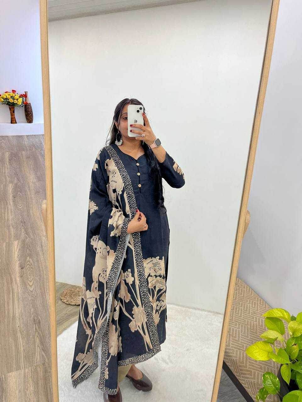 MUSLIN SILK LONG KURTI PRINTED SUITS - MYLUXURY LANE ENTERPRISE