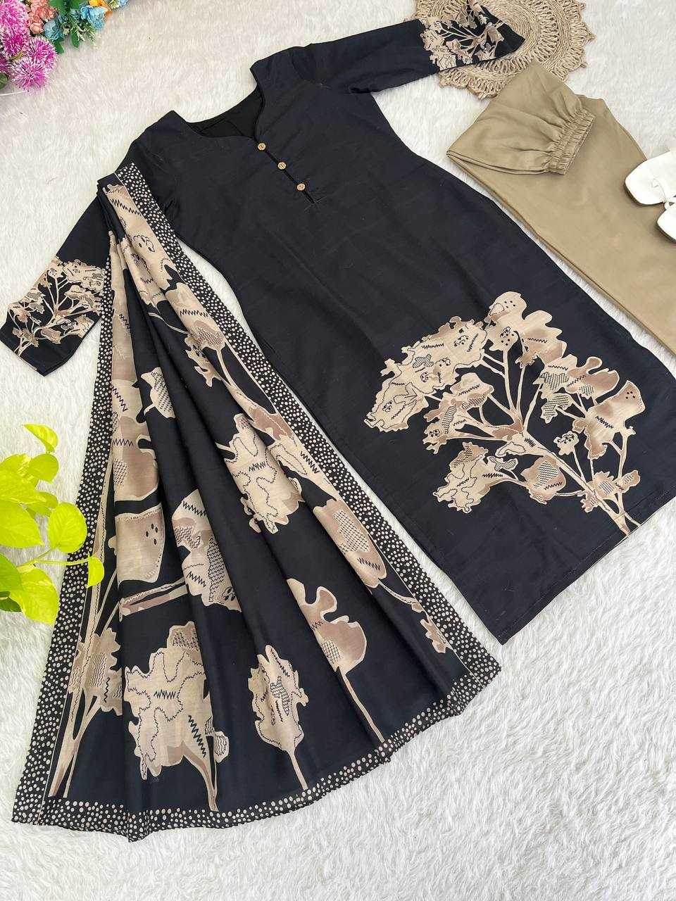 MUSLIN SILK LONG KURTI PRINTED SUITS - MYLUXURY LANE ENTERPRISE
