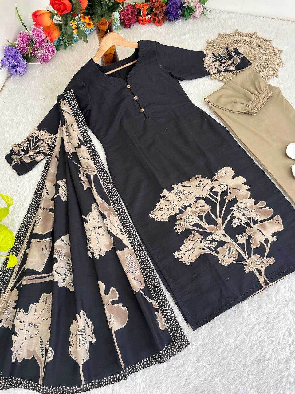 MUSLIN SILK LONG KURTI PRINTED SUITS - MYLUXURY LANE ENTERPRISE