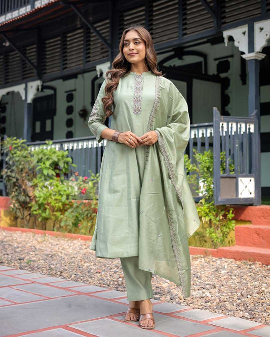 Muslin  Embroidery Anarkali Suit