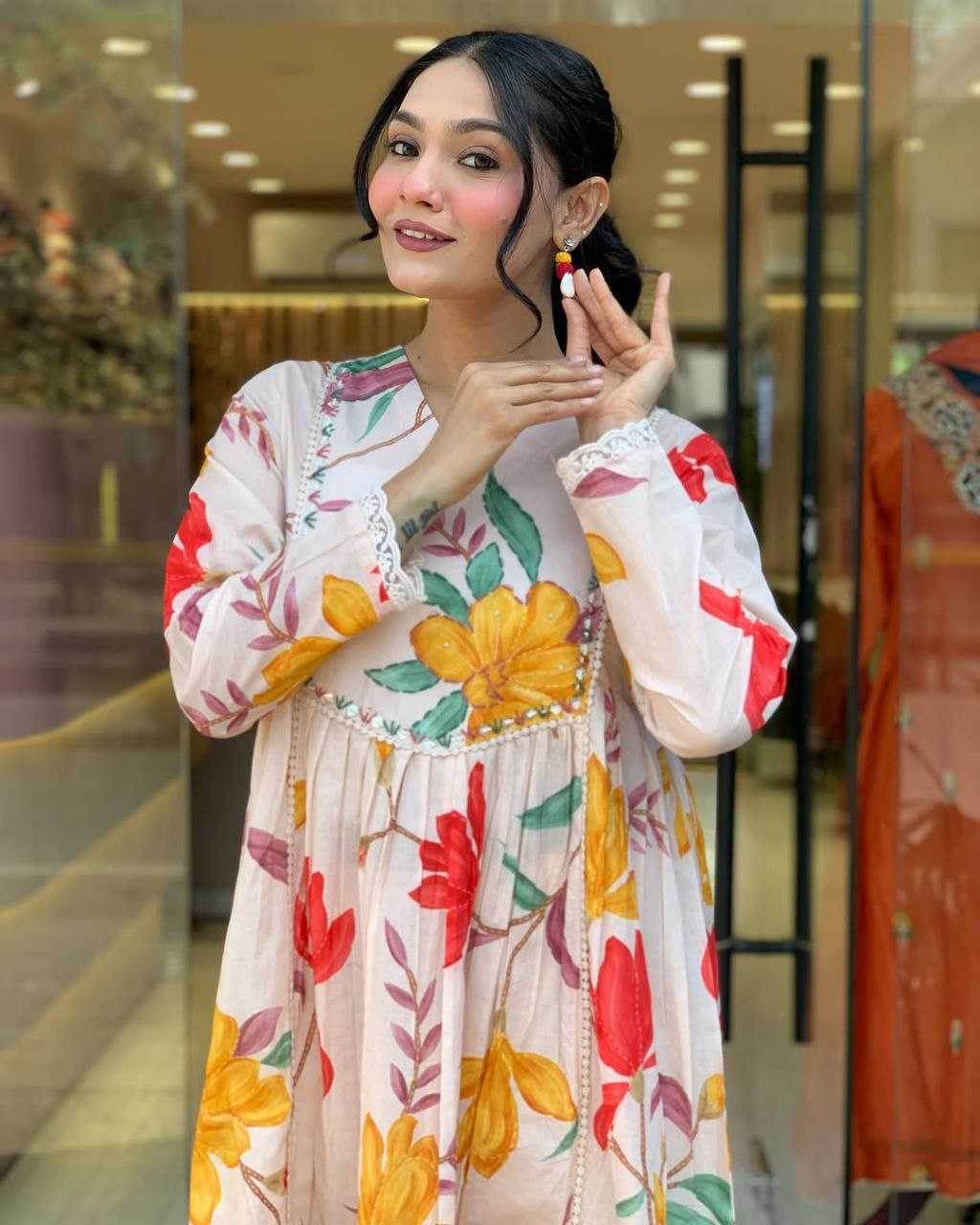 Muslin Embroidery Palazzo Anarkali Suit - MYLUXURY LANE ENTERPRISE