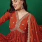 Muslin Silk Embroidery Gowns Anarkali Long Gowns - MYLUXURY LANE ENTERPRISE