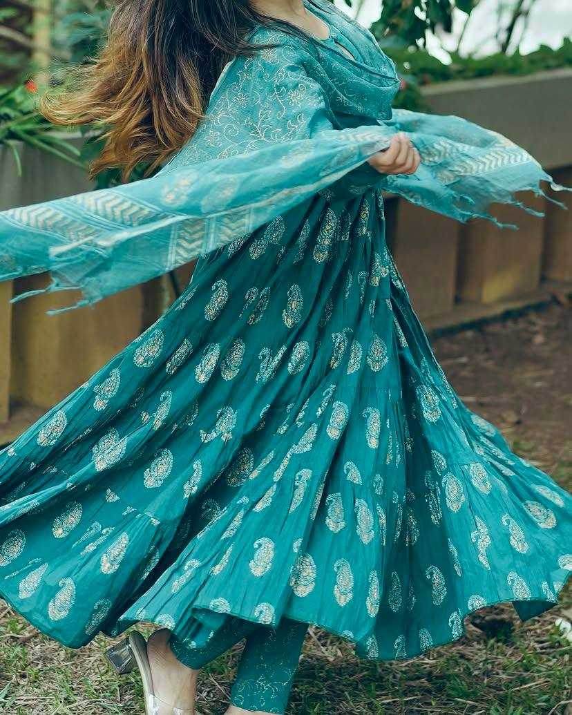 Muslin Silk Anarkali Gown Long Gown - MYLUXURY LANE ENTERPRISE