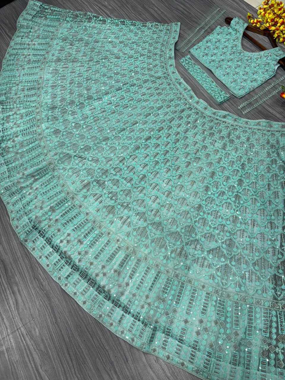 Net Designer  Embroidered Lehenga