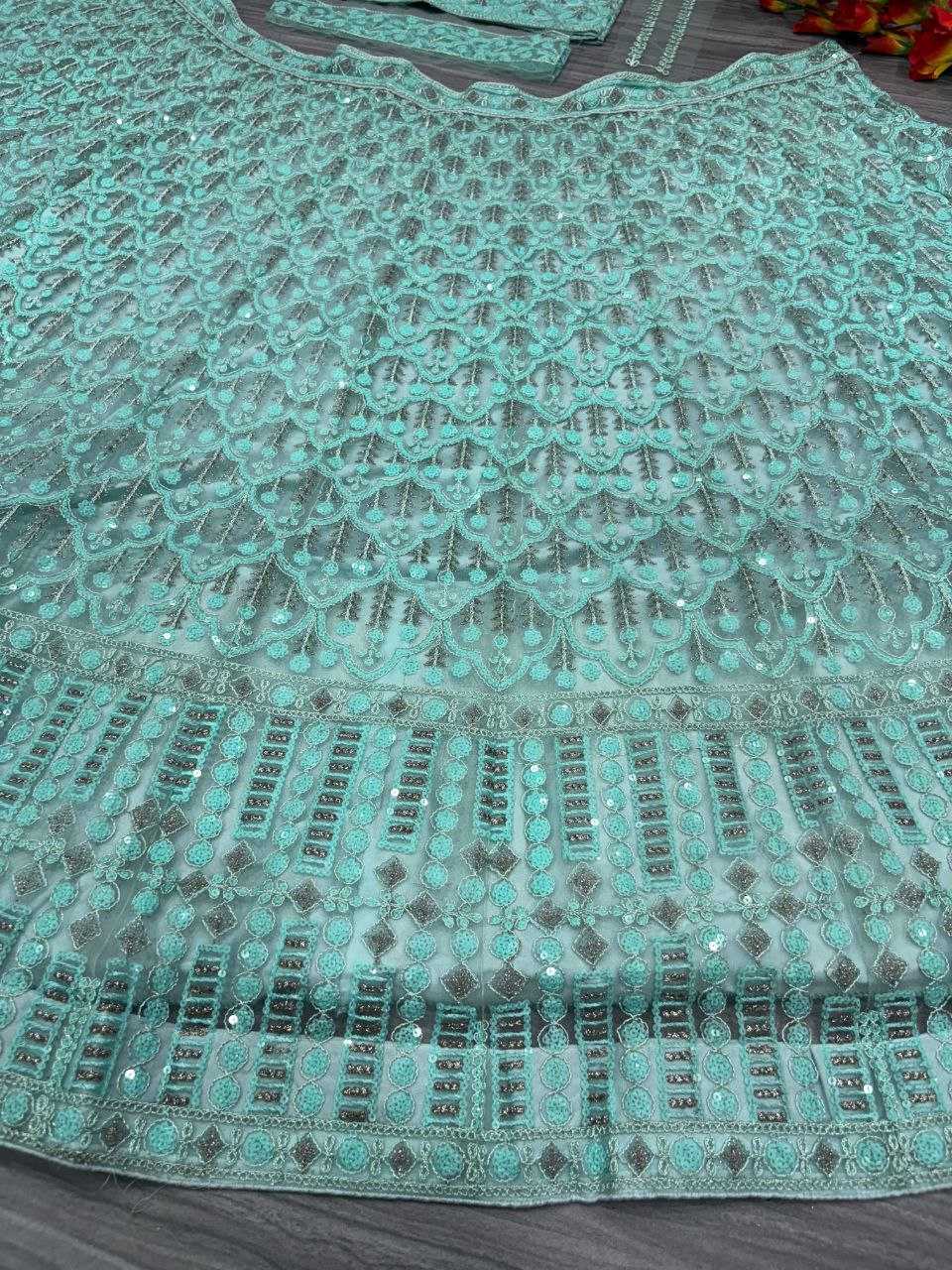 Net Designer  Embroidered Lehenga