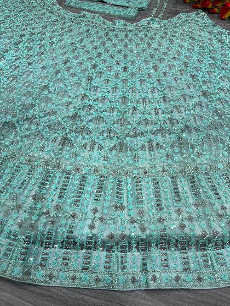 Net Designer Embroidered Lehenga - MYLUXURY LANE ENTERPRISE