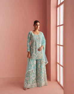 Net Palazzo Suit Sangeet Outfit - MYLUXURY LANE ENTERPRISE