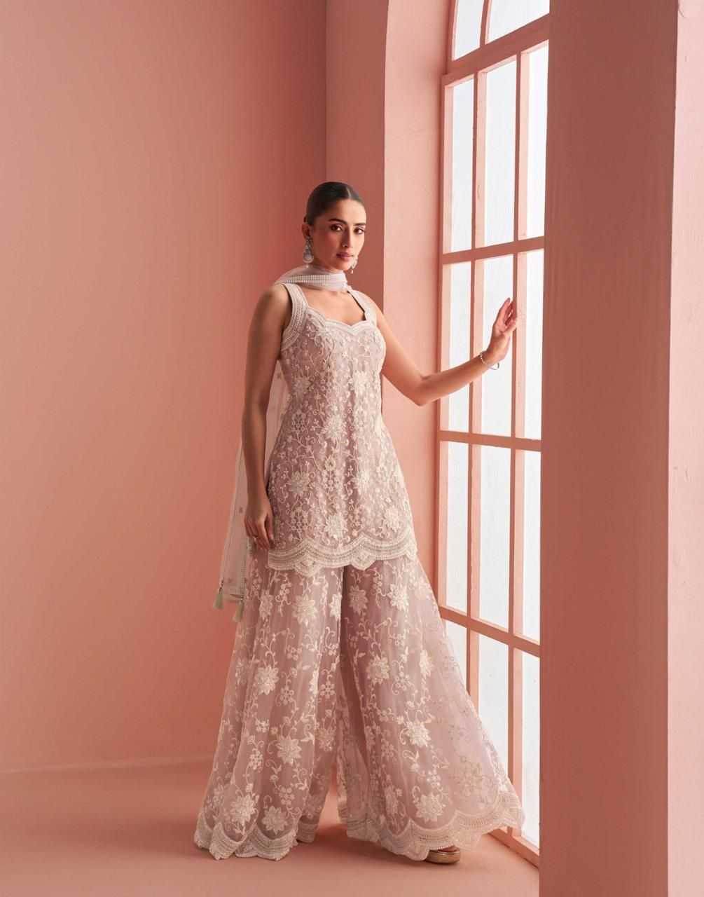 Net Palazzo Suit Sangeet Outfit - MYLUXURY LANE ENTERPRISE