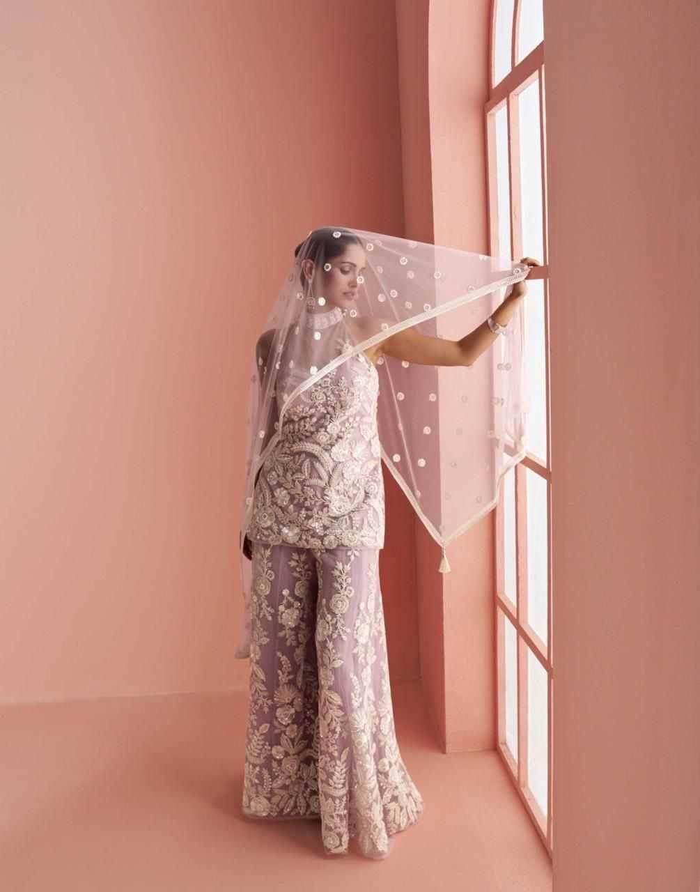 Net Palazzo Suit Sangeet Outfit - MYLUXURY LANE ENTERPRISE