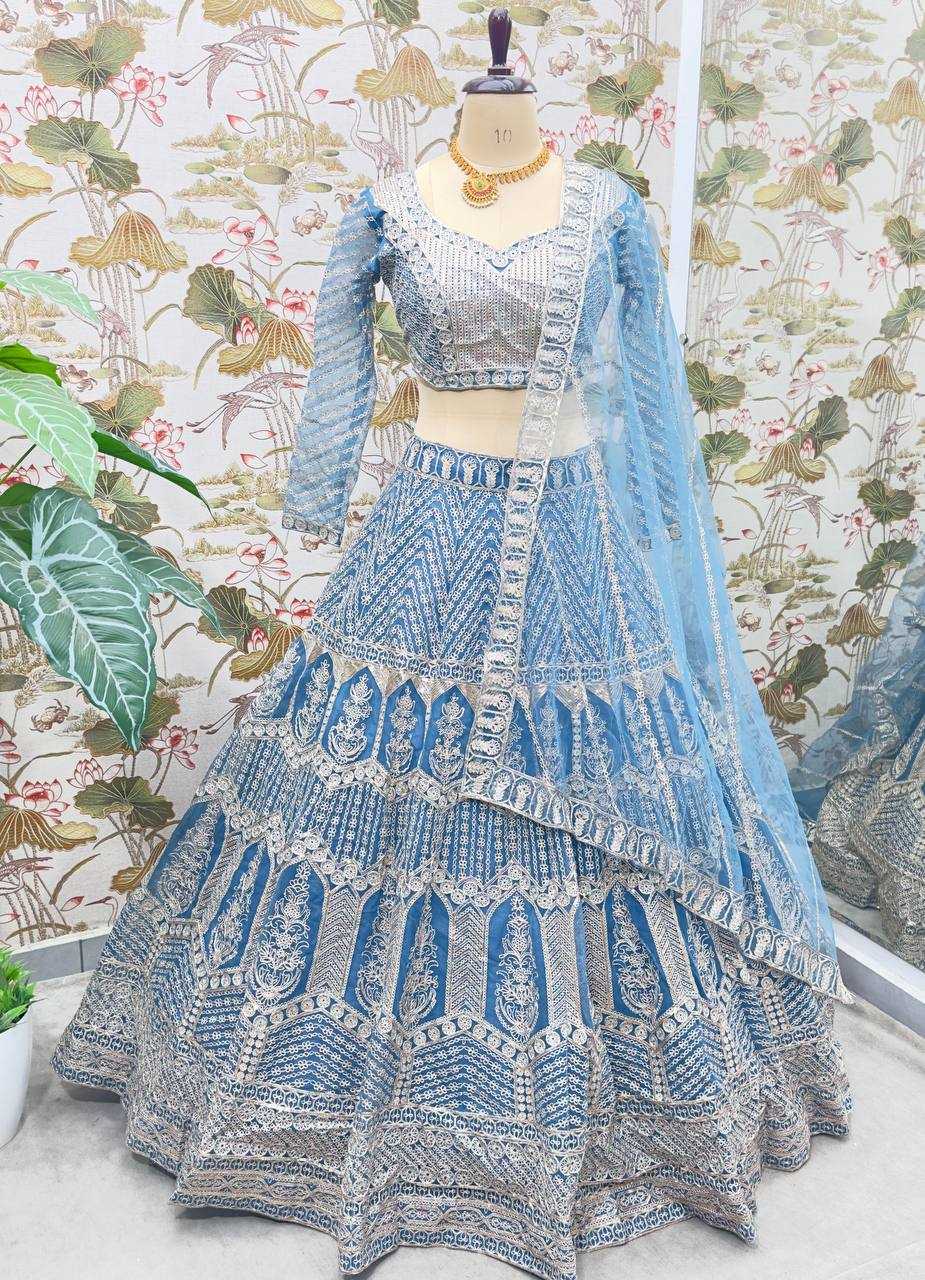 Net  Sequins Lehenga With Cancan