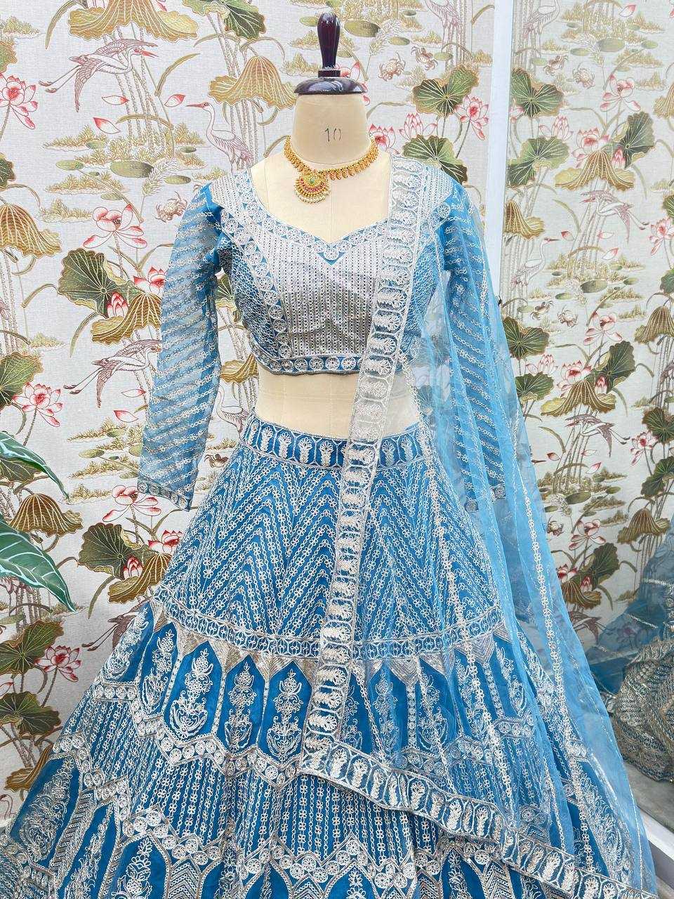 Net  Sequins Lehenga With Cancan