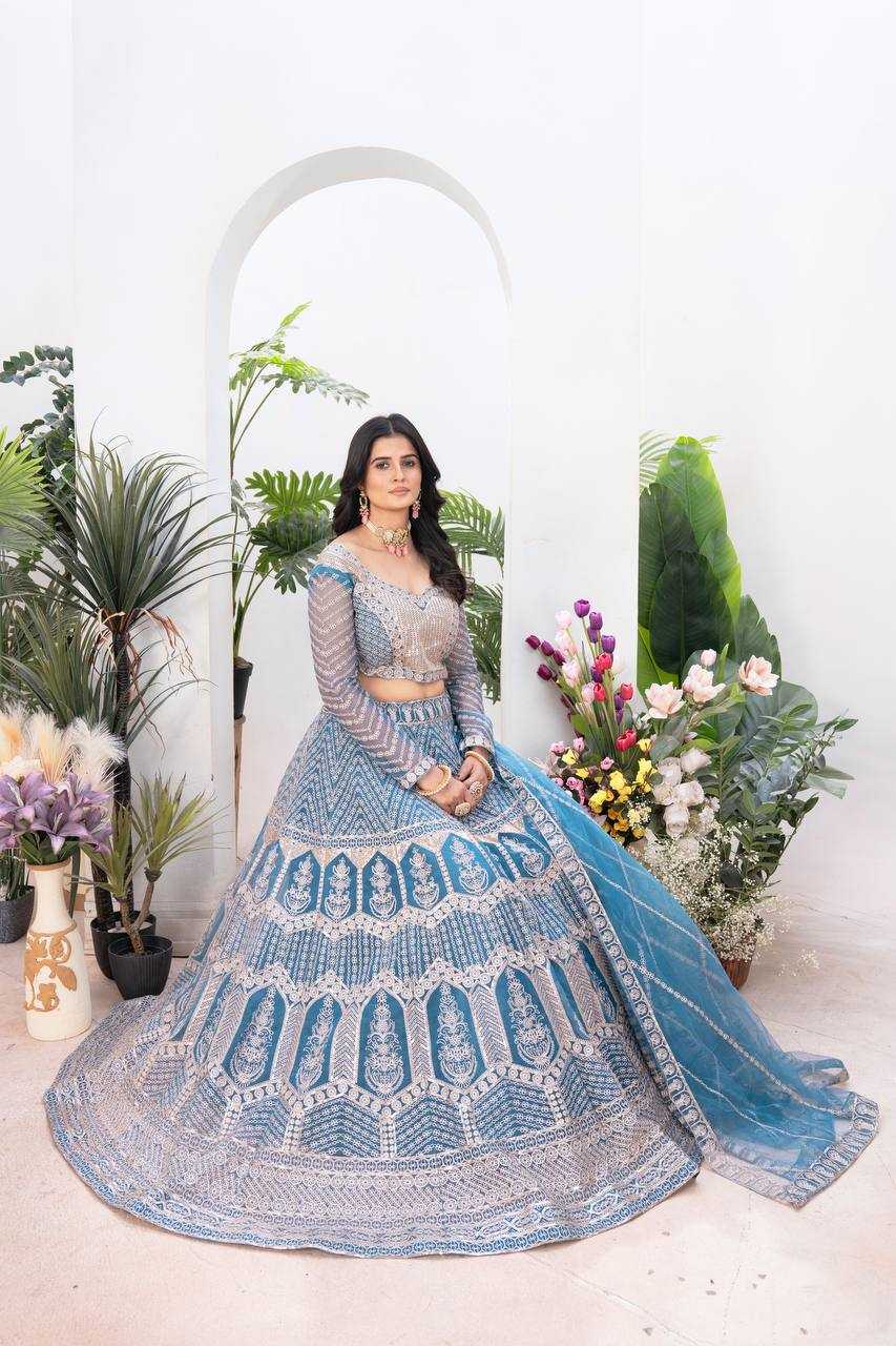Net  Sequins Lehenga With Cancan
