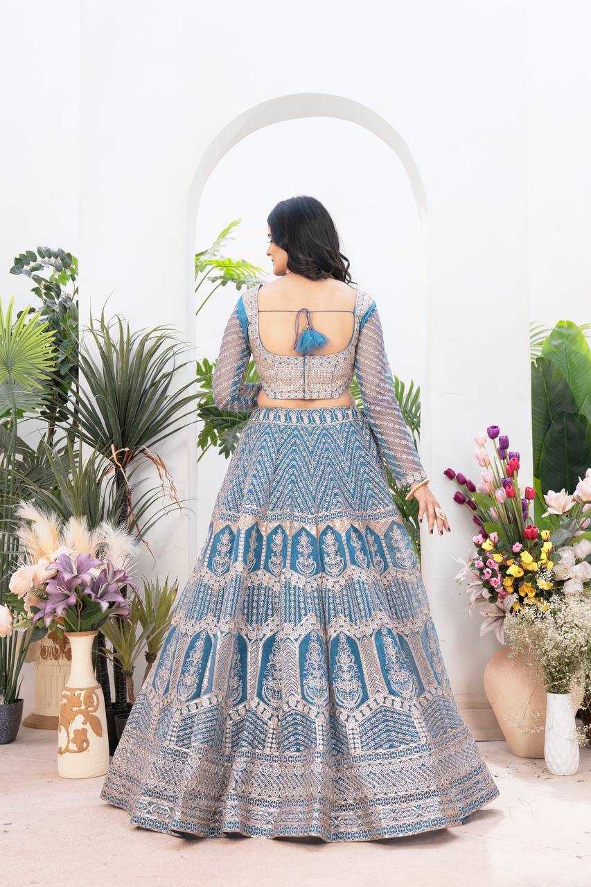 Net  Sequins Lehenga With Cancan