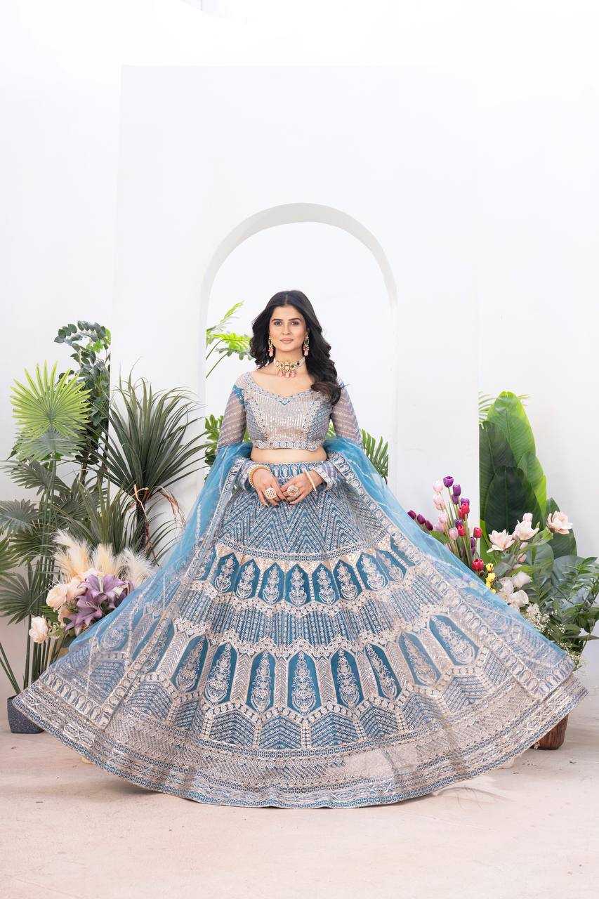 Net  Sequins Lehenga With Cancan