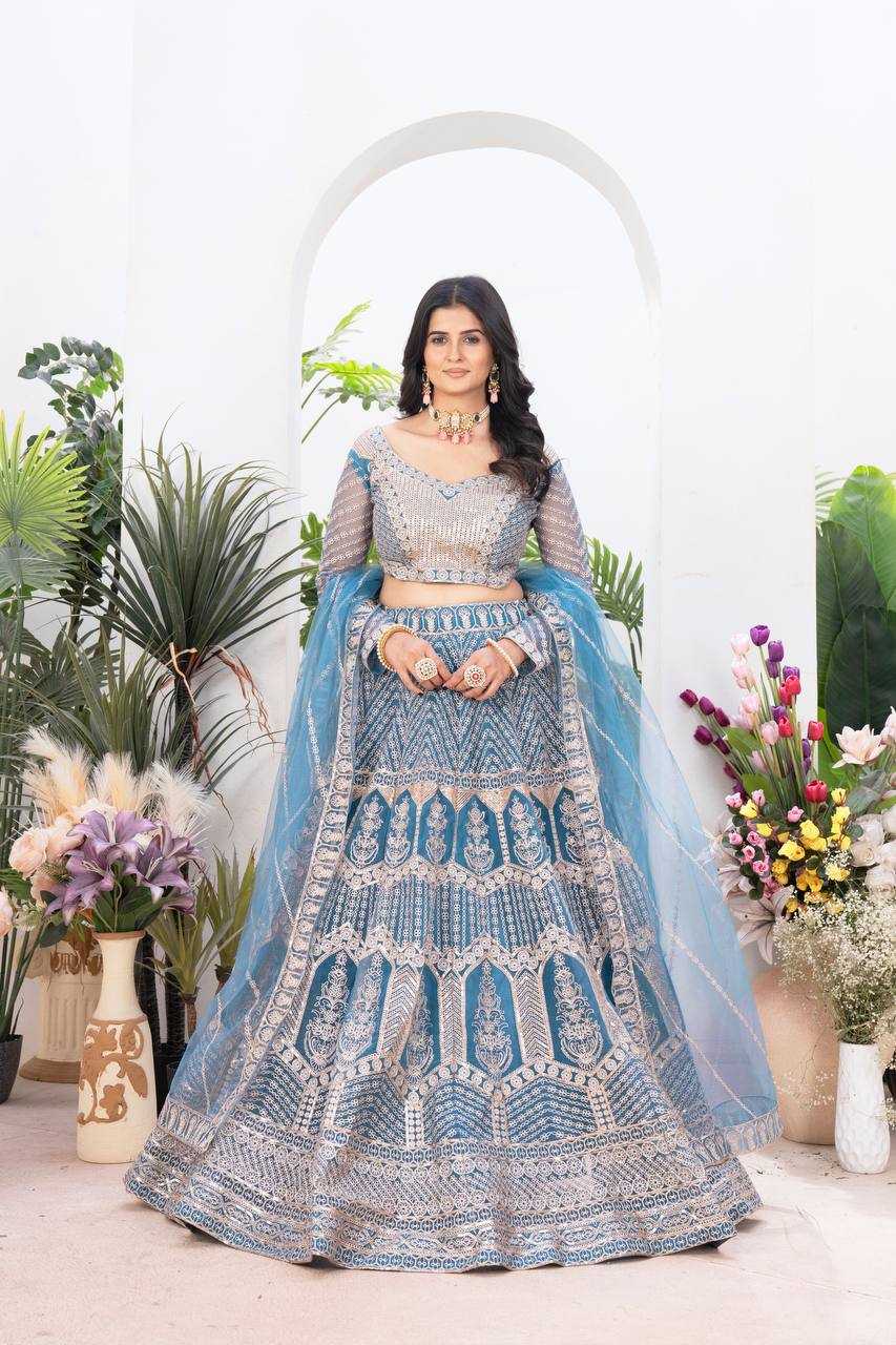Net  Sequins Lehenga With Cancan
