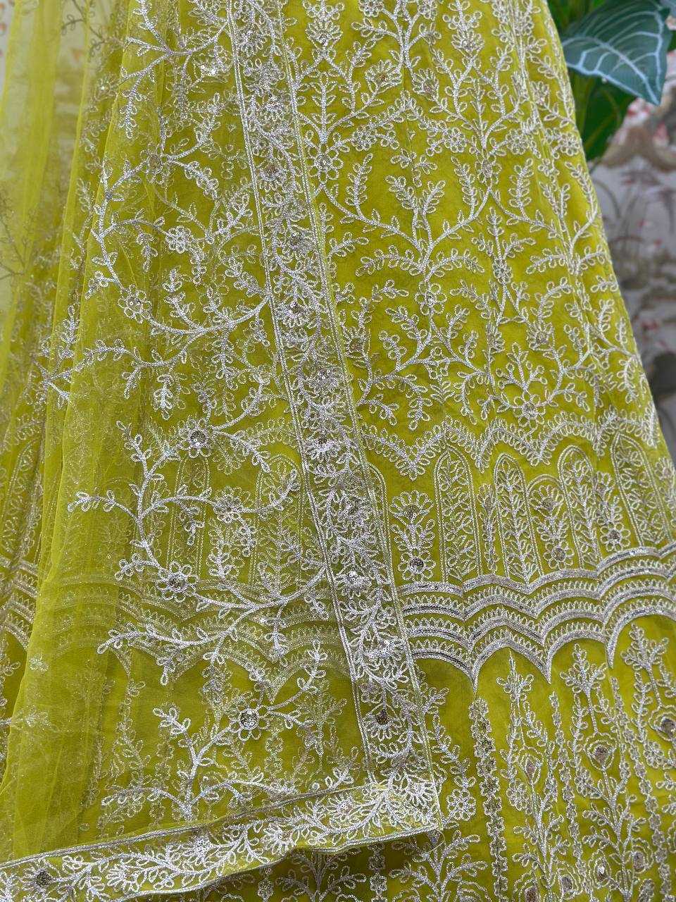 Net Embroidered Sequins Lehenga  With Cancan