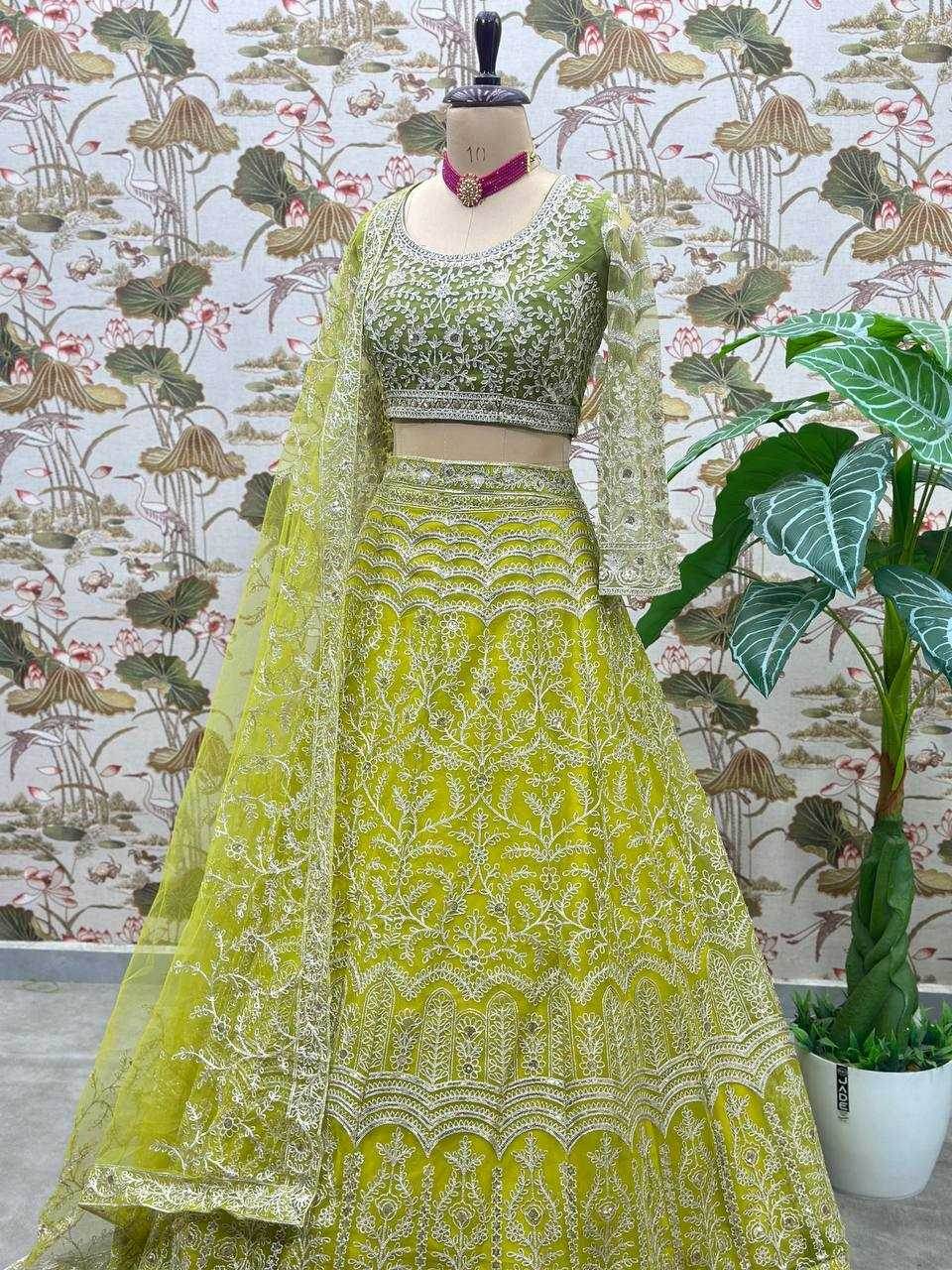 Net Embroidered Sequins Lehenga With Cancan - MYLUXURY LANE ENTERPRISE