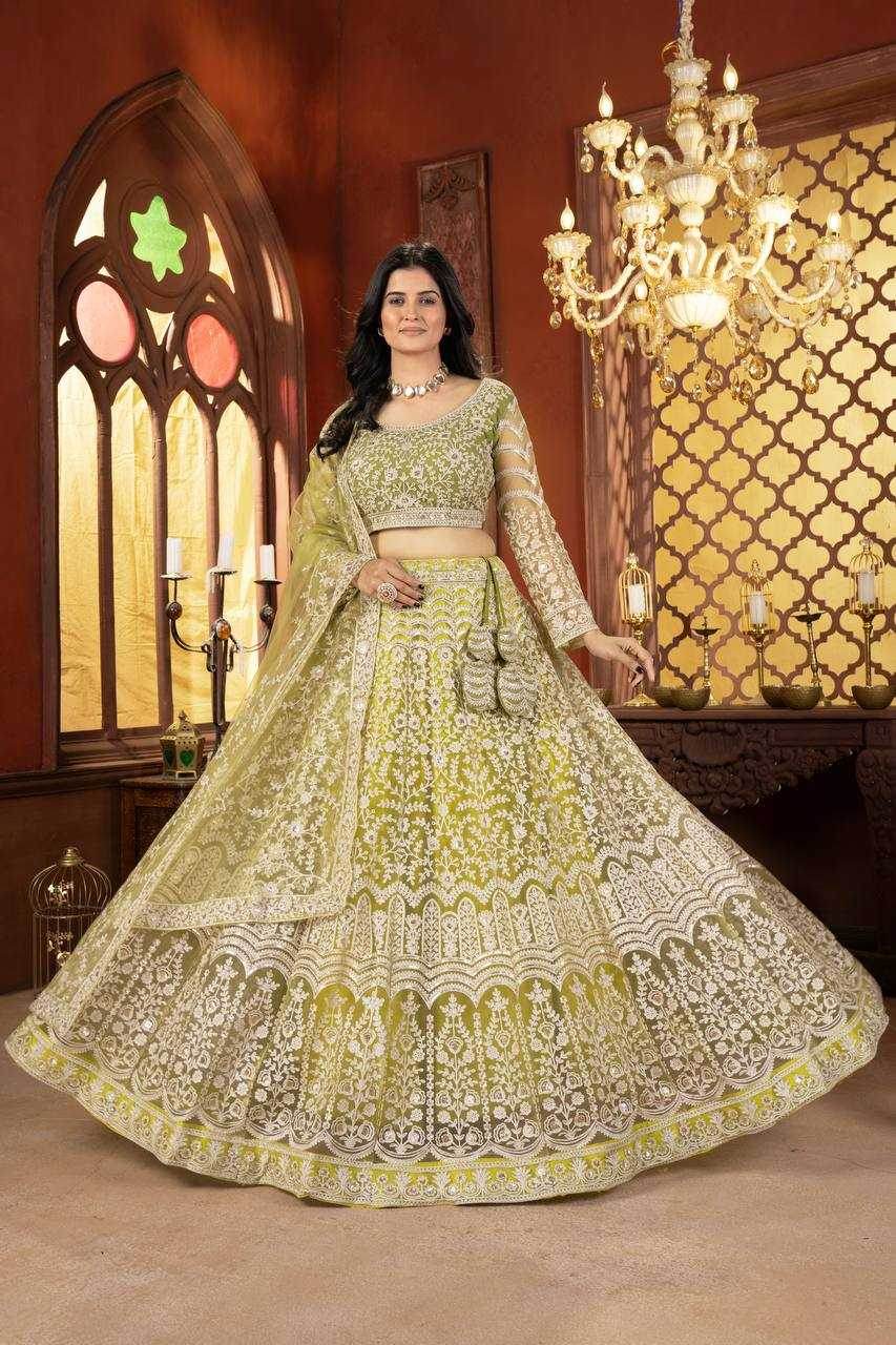 Net Embroidered Sequins Lehenga With Cancan - MYLUXURY LANE ENTERPRISE