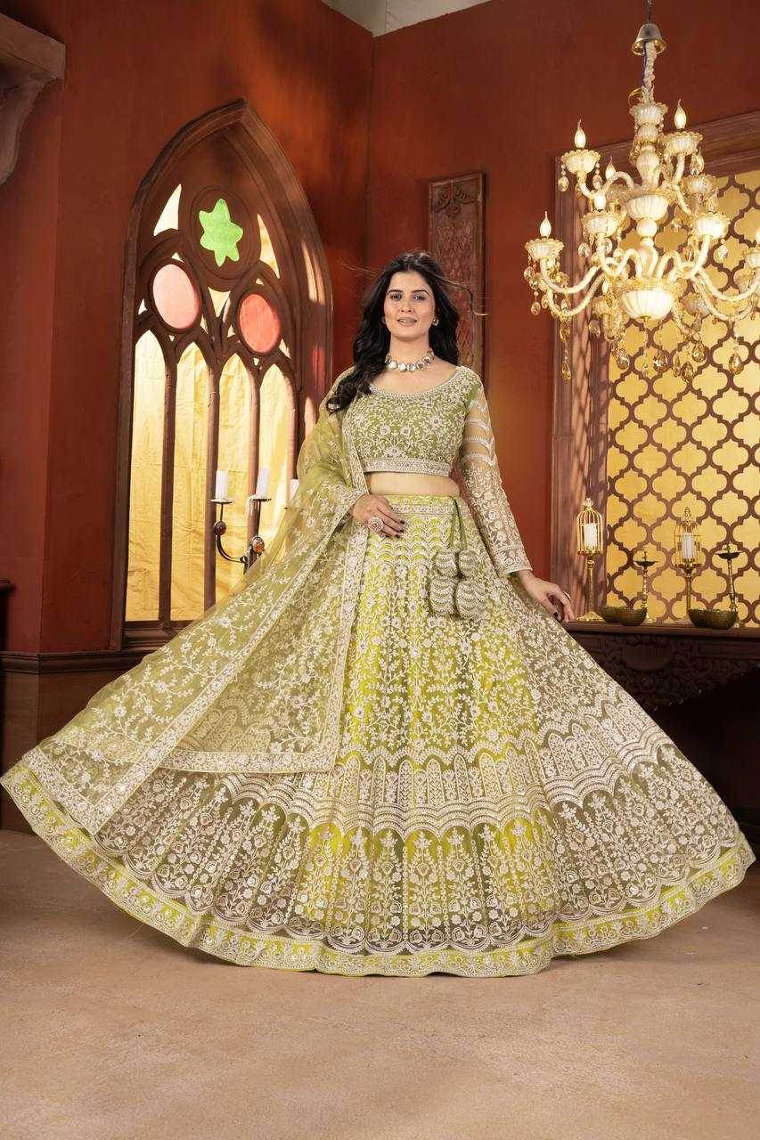 Net Embroidered Sequins Lehenga With Cancan - MYLUXURY LANE ENTERPRISE