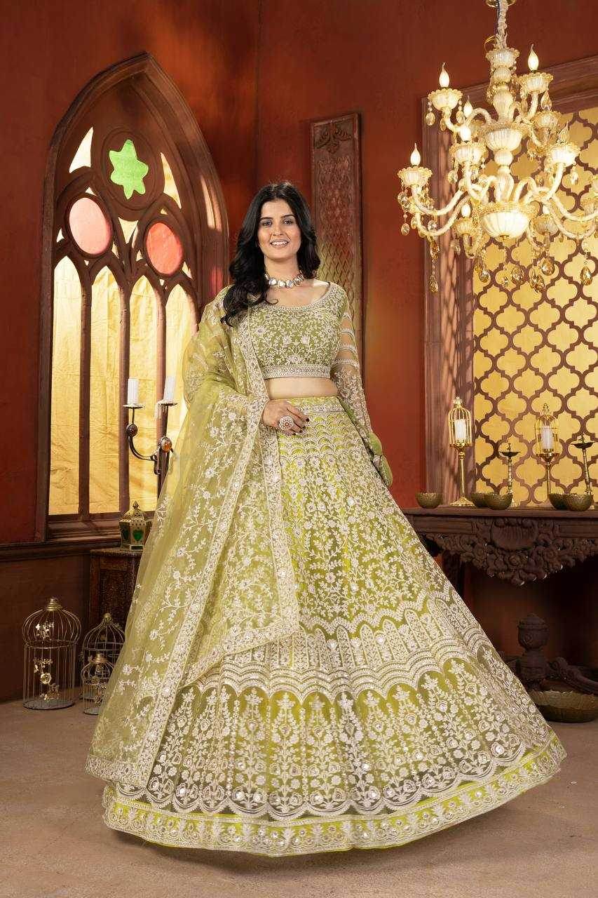 Net Embroidered Sequins Lehenga With Cancan - MYLUXURY LANE ENTERPRISE