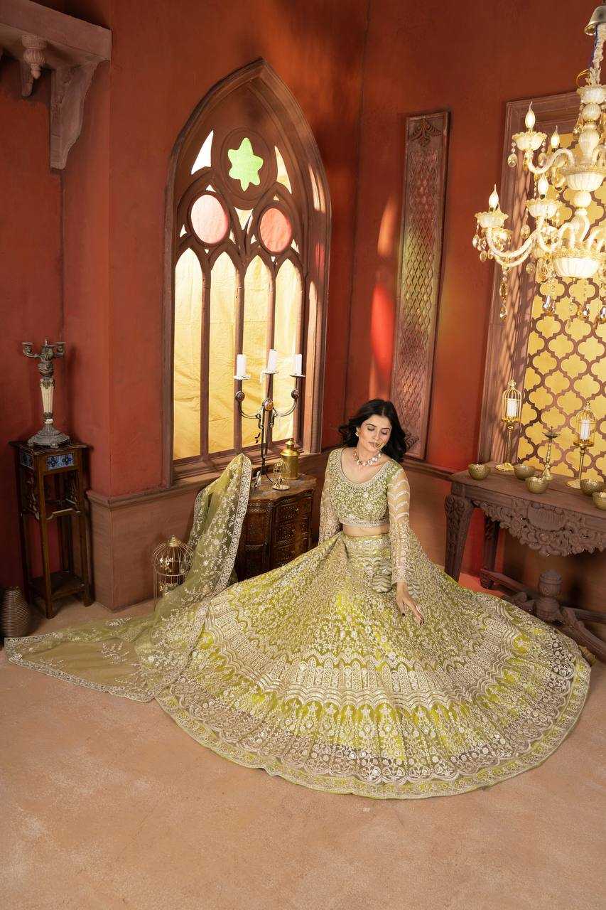 Net Embroidered Sequins Lehenga  With Cancan
