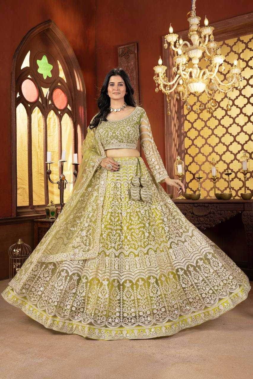 Net Embroidered Sequins Lehenga With Cancan - MYLUXURY LANE ENTERPRISE