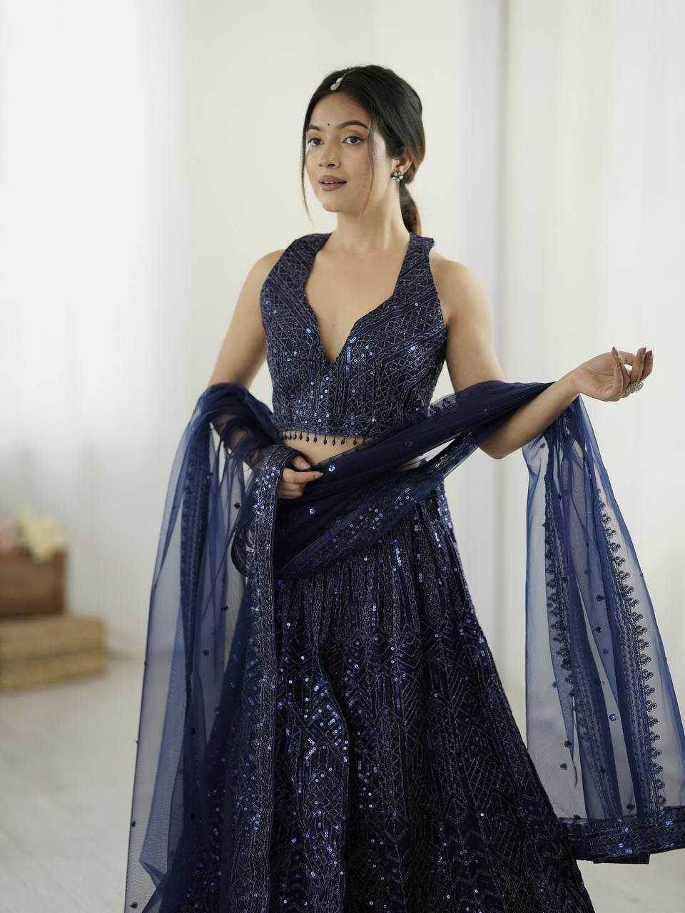 Net Embroidered Lehenga - MYLUXURY LANE ENTERPRISE