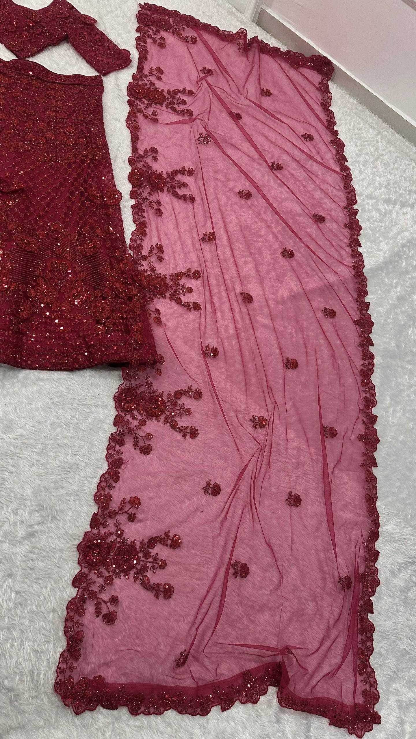 Net Embroidered Sequins Lehenga - MYLUXURY LANE ENTERPRISE