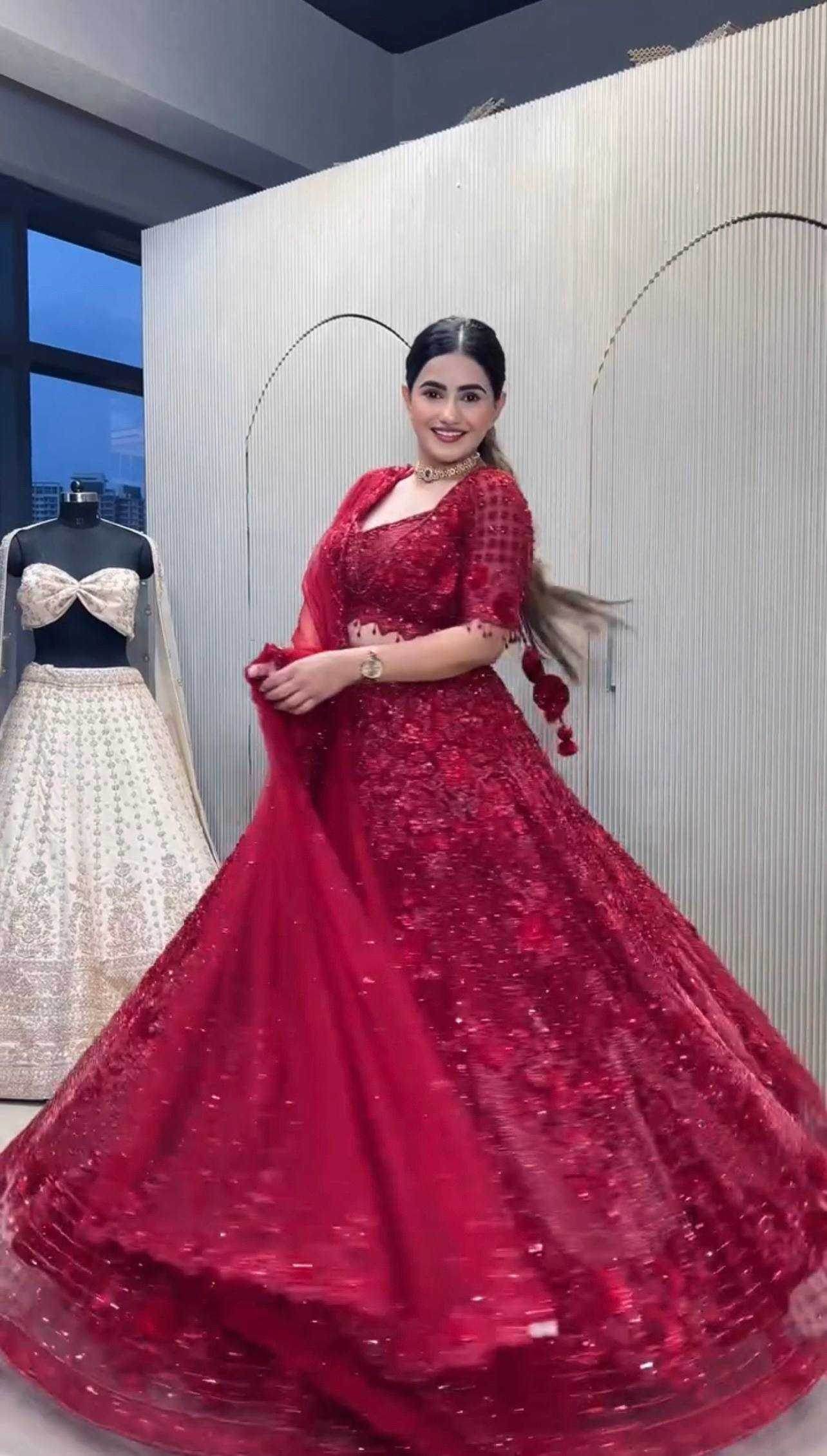 Net Embroidered Sequins Lehenga - MYLUXURY LANE ENTERPRISE